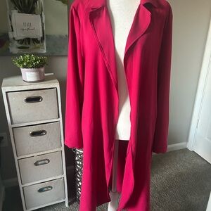 Vibrant Hot Pink Open Front Coat